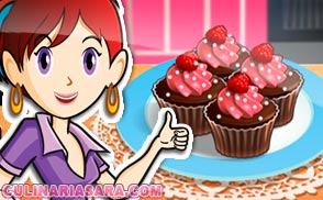 Cupcakes de chocolate com framboesa